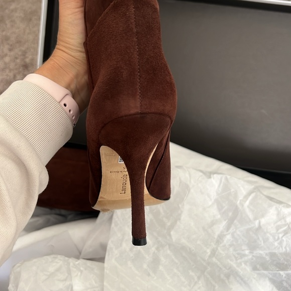 Larroude Women’s Kate Kid Suede Brown Pointed Tow High Heel Boots 9.5 - Picture 10 of 12